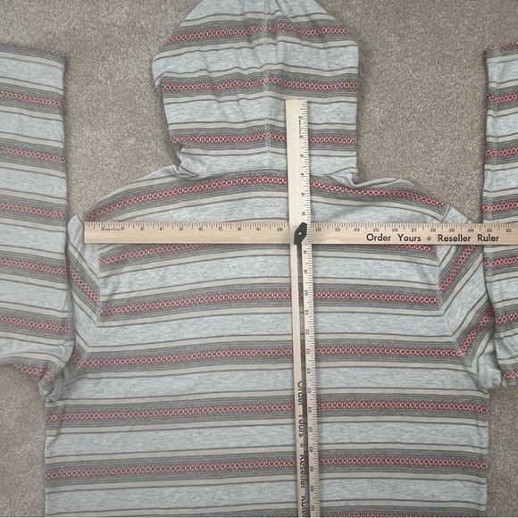 Lucky Brand Knit Wear Hoodie Large Gray & Red Stripe Pullover Casual Preppy Men - Picture 12 of 15